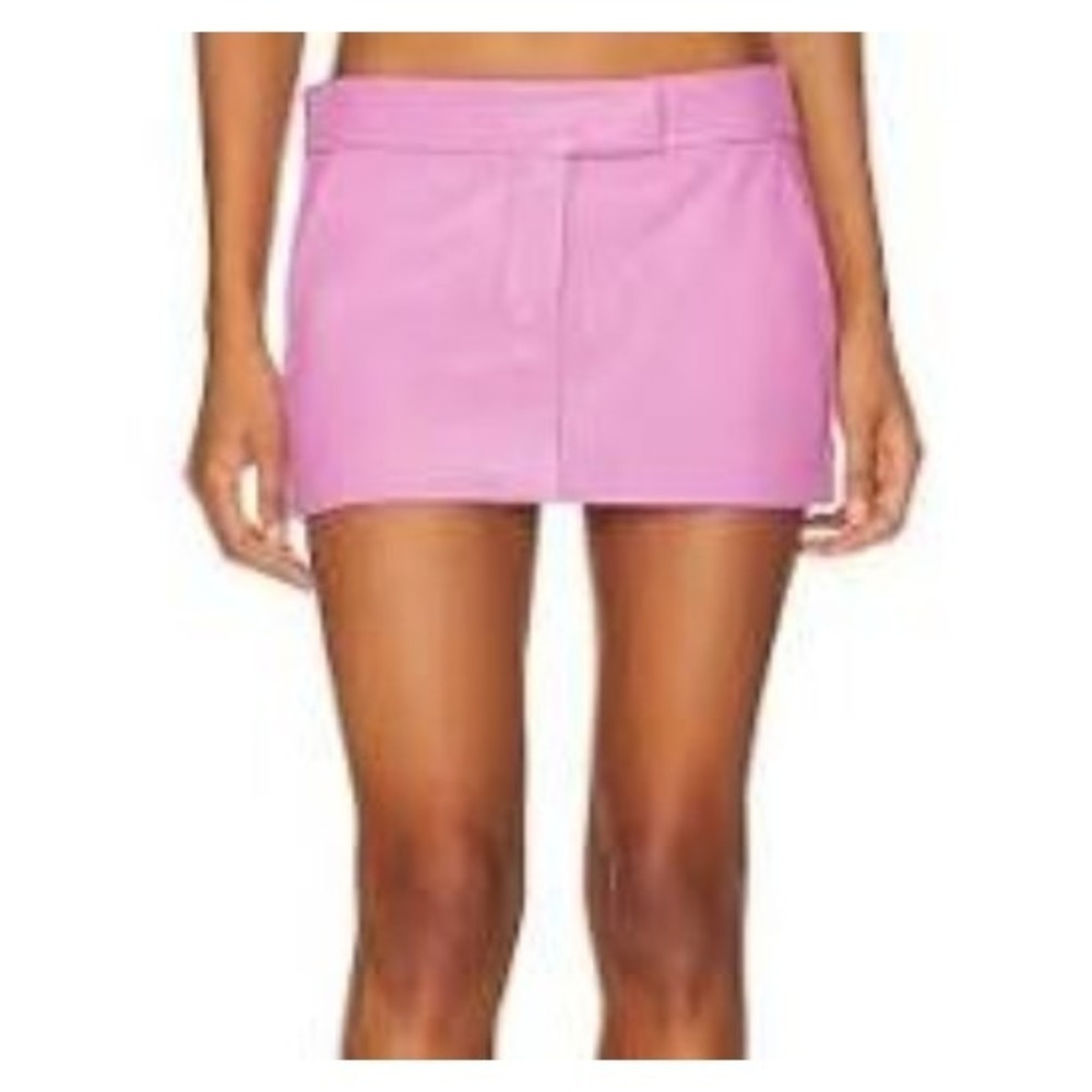 LAMARQUE Inaya Pink Leather Micro Skirt $295rt sz M NWT